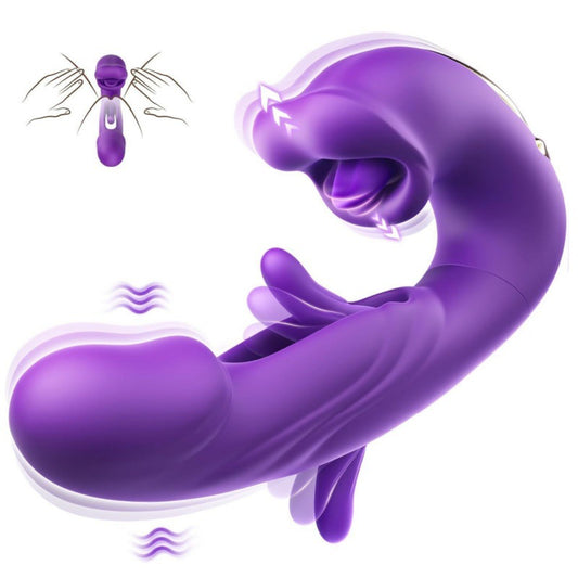 Foreign Trade New Three-In-One Mouth Slap Tongue Vibrator For Women With 7-Frequency Sucking And Triggering G-Spot Masturbation Device Wholesale